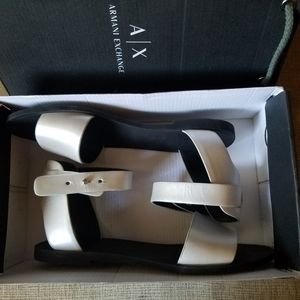 Armani Exchange Women Sandals Leather Silver 7